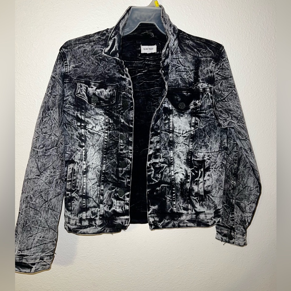 Blind Truth black acid wash/distressed denim jacket, W/M